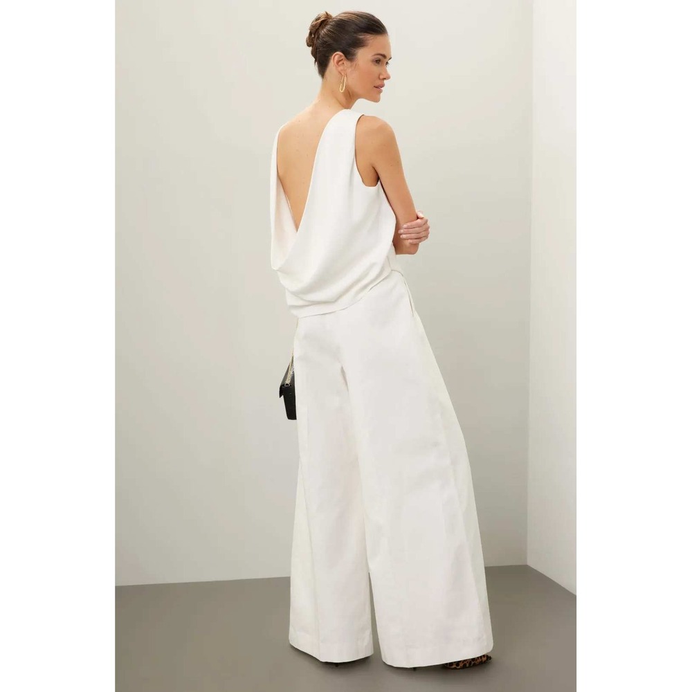 Nina Ricci Cady Draped Open Back Vest Top Off-White Button Front Sz 34 / 0 US - Picture 4 of 12